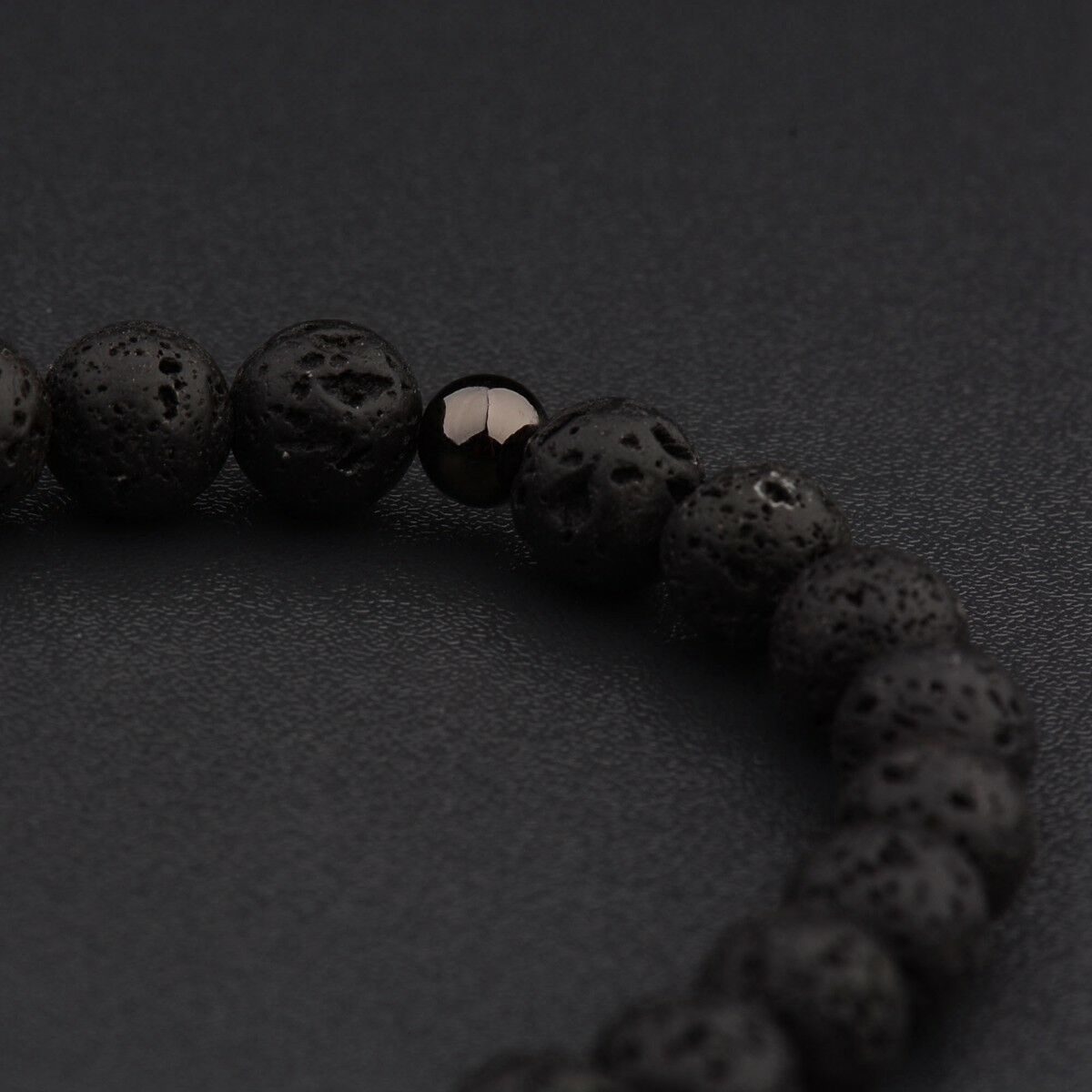 Fashion Men's Lava Stone Beaded Black Helmet Bracelets Spartan Knight Bangle