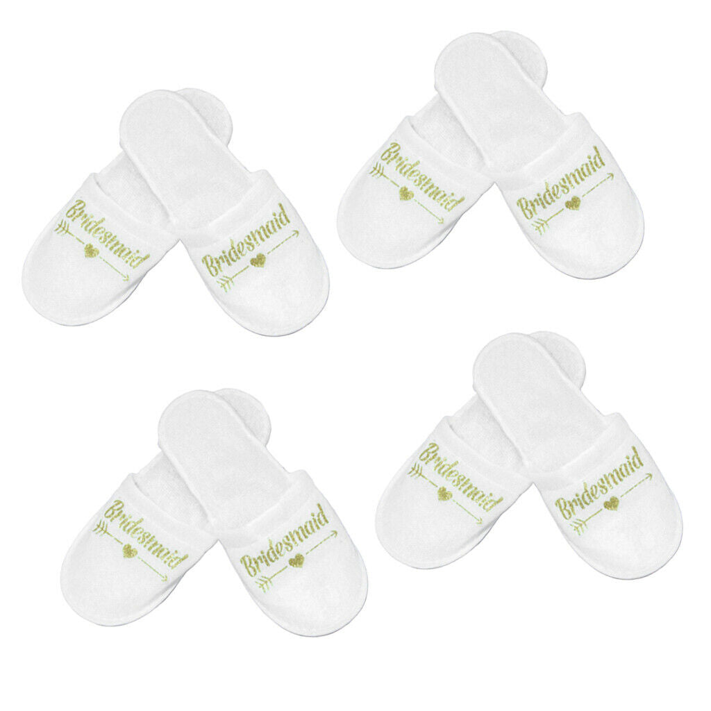 4Pair Lightweight Bridal Soft Bridesmaid Spa Disposable Home Guest Slippers