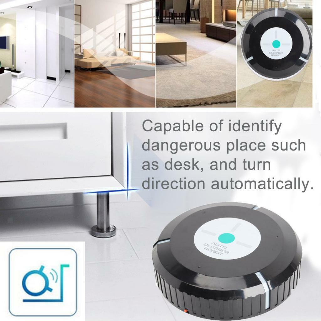 Auto Cordless Vacuum Cleaning Robot Robotic Cleaner for Hair Dust Dirt Black
