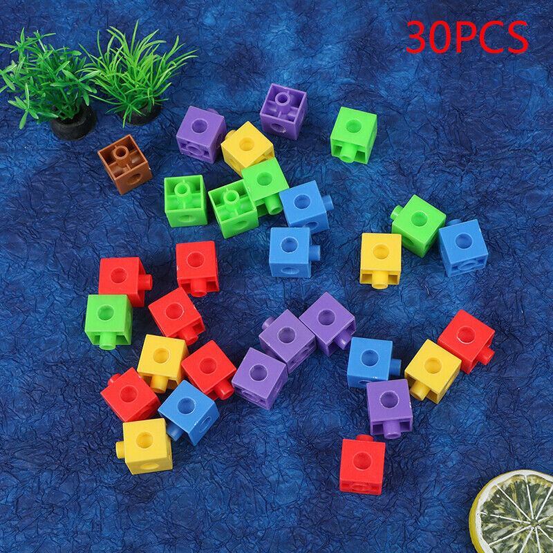 30Pcs/Set Color Cubes Snap Assembling Toys Manipulative Math Kids Connecting  TL