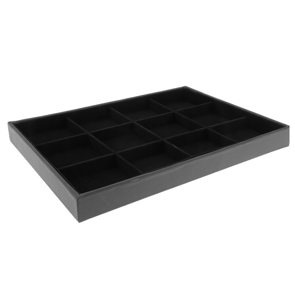 12 Grids Bracelet Display Tray Case Organizer Jewelry Storage - Black