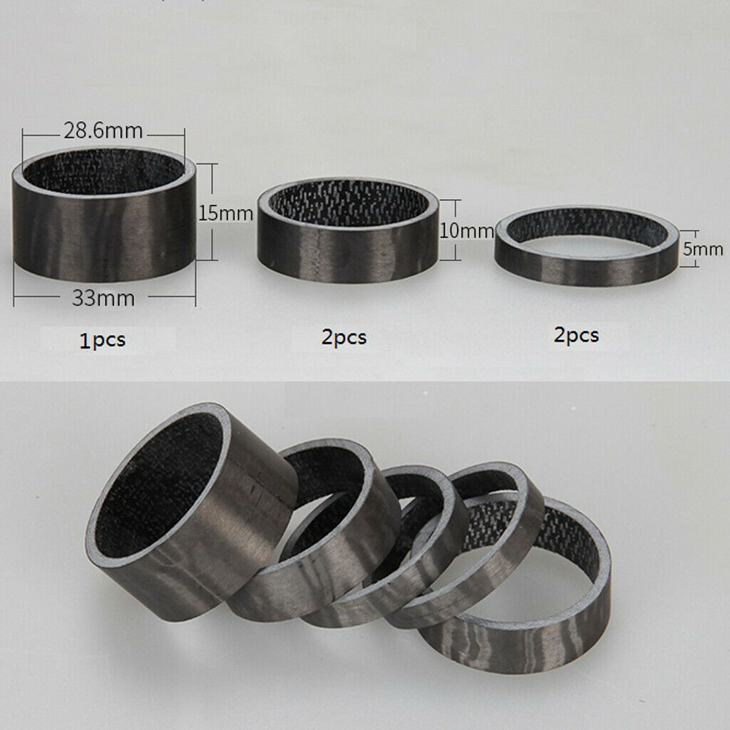 5 Pieces Bike Bicycle Carbon Fiber Washer Headset Stem Spacer 5/10/15mm