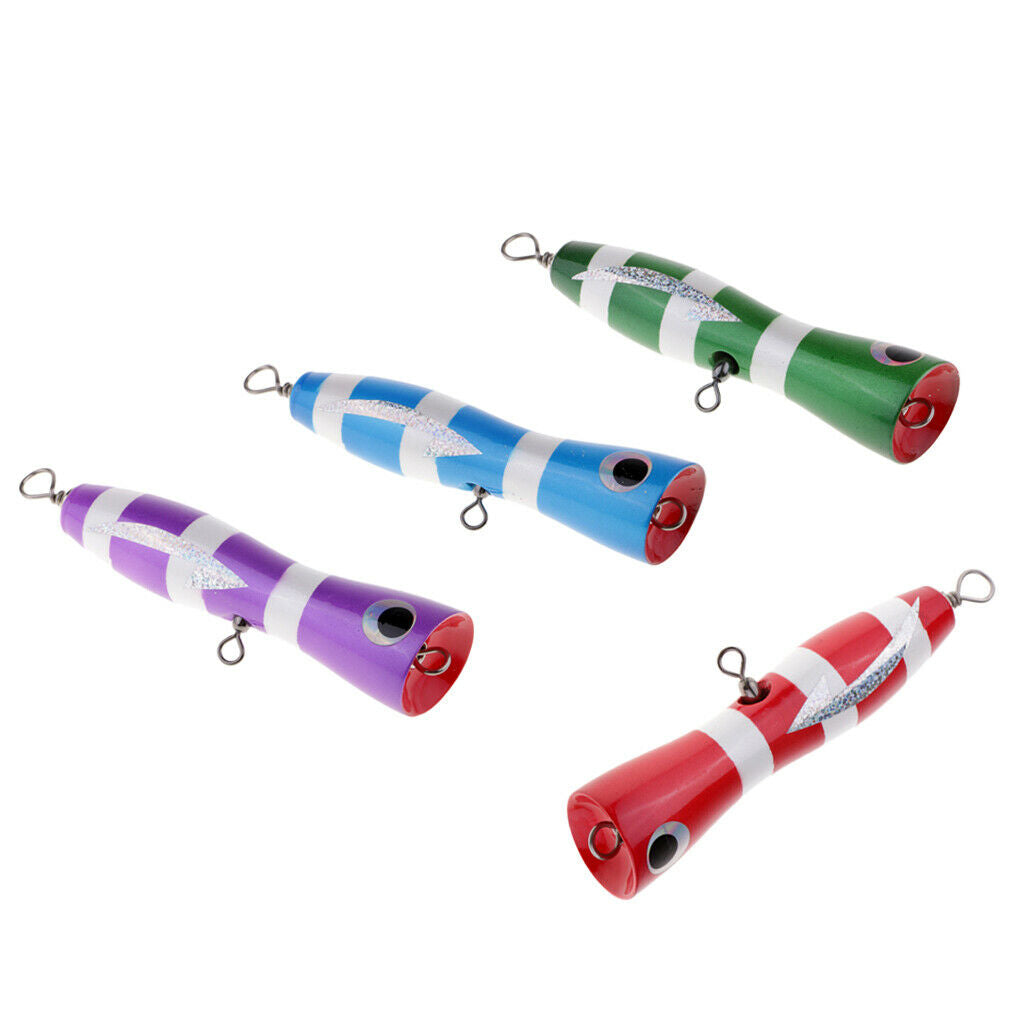 Wood Popper Lure Hard Bait Big Game Trolling Top Water Crankbaits Purple