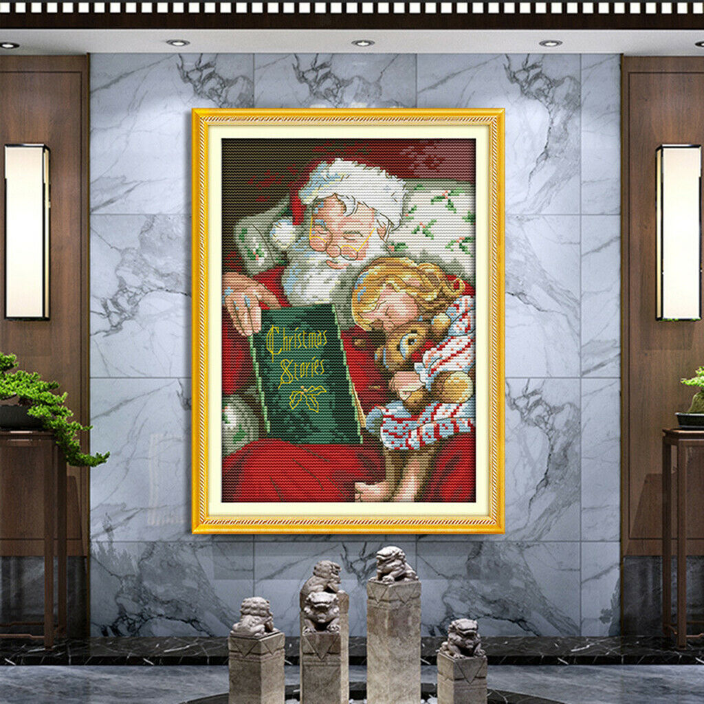 Stamped Cross Stitch Kits 14CT Santa Claus Needlepoint for Adults Decor