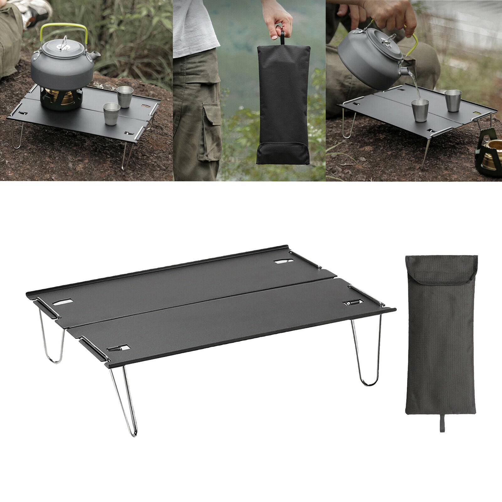 Outdoor Portable Folding Aluminum Tables Lightweight Camping Picnic Black