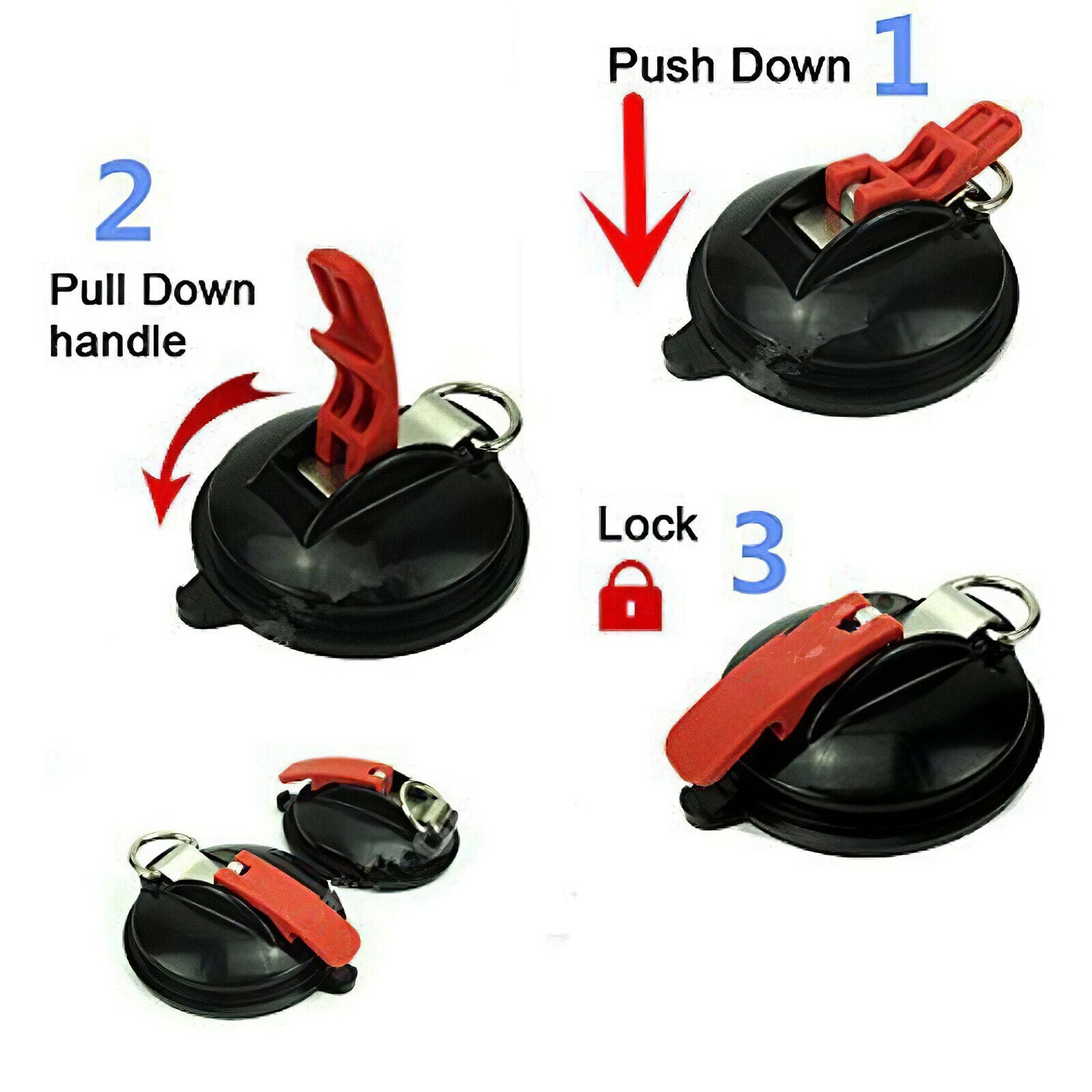 3X Suction Cup Anchor Tie Down Car Side Awning Durable With Securing S Hook