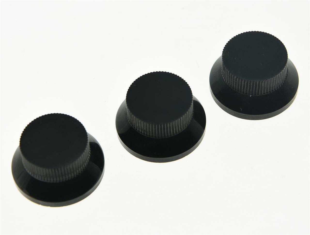 3pcs Black Metal ST Strat Knobs Top Hat Bell Guitar Bass Knob for 5.8mm Pots