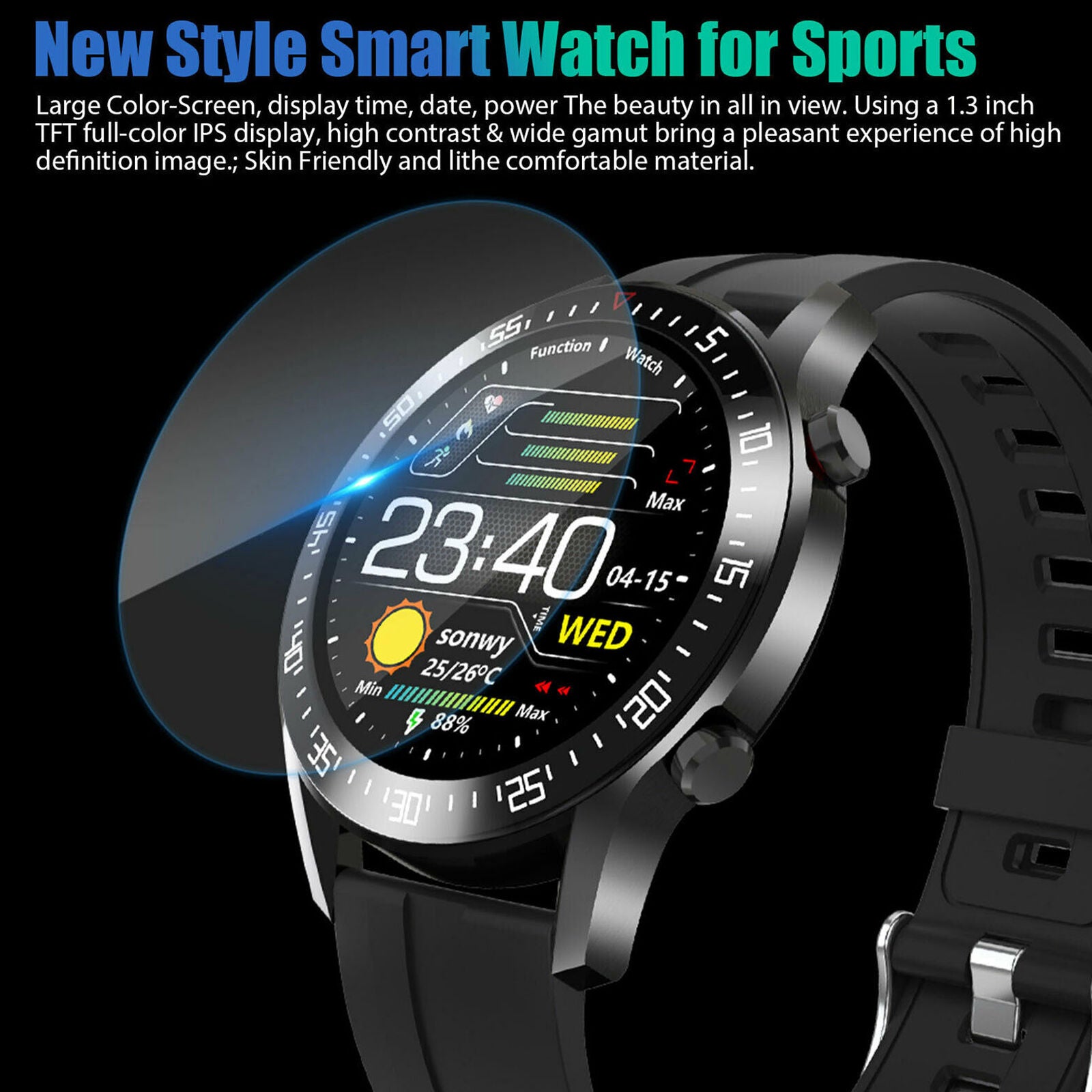 Waterproof Sport Smart Watch Bracelet Heart Rate Blood Pressure Fitness Tracker