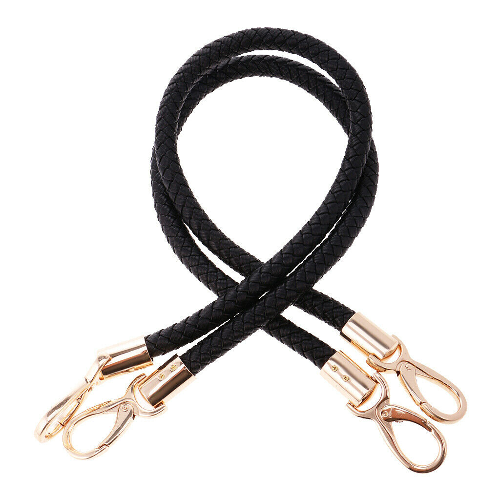 4Pcs DIY Shoulder Bag Braided Strap Replacements Handbag Handle Black+Brown