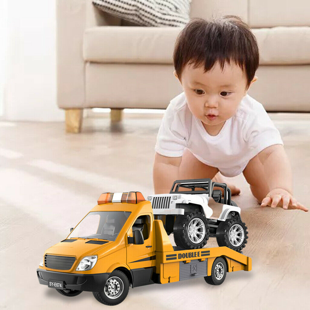 2.4Ghz RC Truck Road Wrecker Toys Construction Transporter Kids Gift for Boy