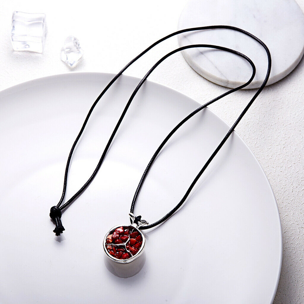 Fruit Red Pomegranate Stone Necklace Pendant Long Sweater Chain Fashion Jewelry