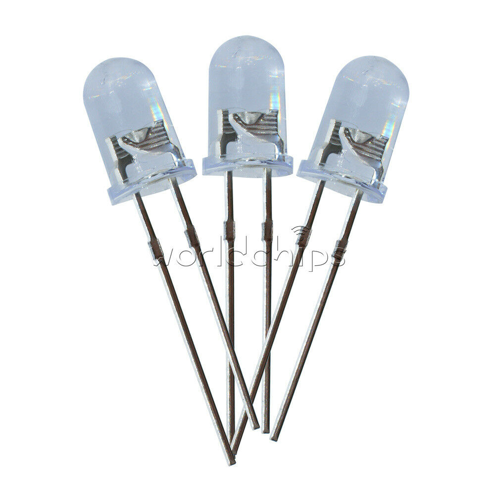 100PCS F5 5MM White Color White Light Round Superbrighâ€‹t LED Lamp W