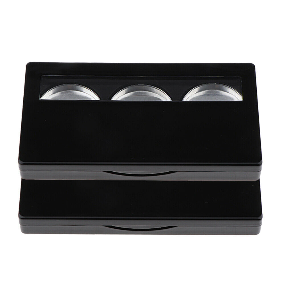 2x Cosmetic 3 Slot Empty Palette Eyeshadow Powder Blush Lipstick Makeup Case