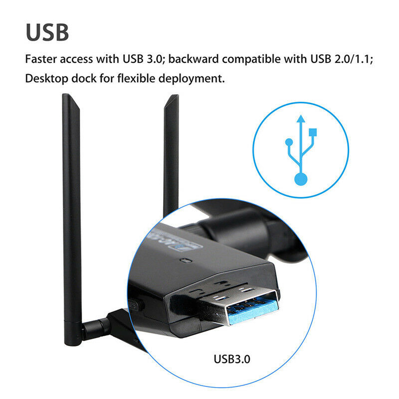 1200Mbps Long Range AC1200 Dual Band 5GHz Wireless USB 3.0 WiFi Adapter AnteDEAU