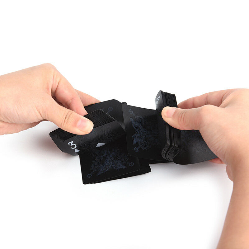 54pcs Waterproof Black Plastic Playing Cards Poker Cards Magic Playing Cards Rf
