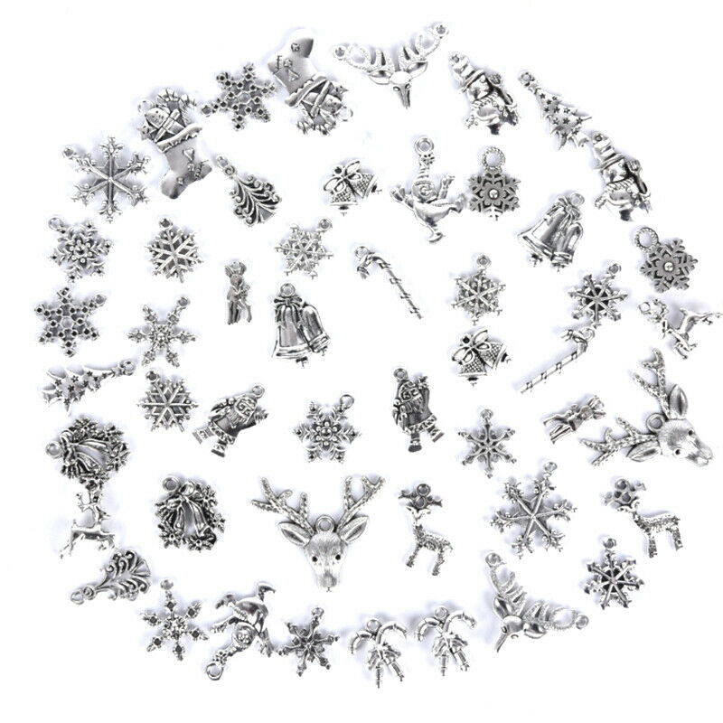 50x/lot Tibetan Sliver Mini Mixed Christmas Charms Pendant DIY Jewelry Ma.l8