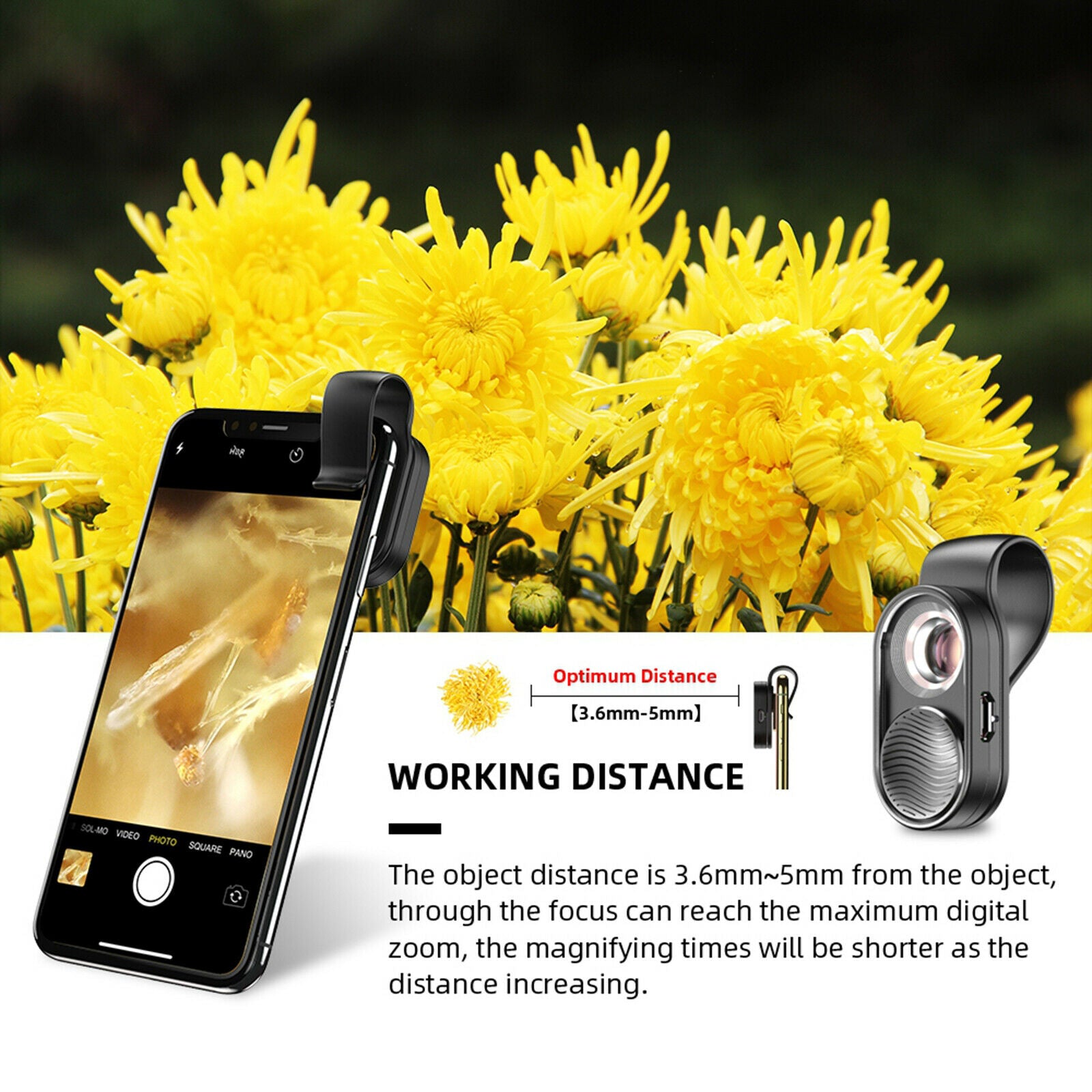 Portable 100x Mini Microscope LED Lens fits Smartphone Easy Carry for Kid
