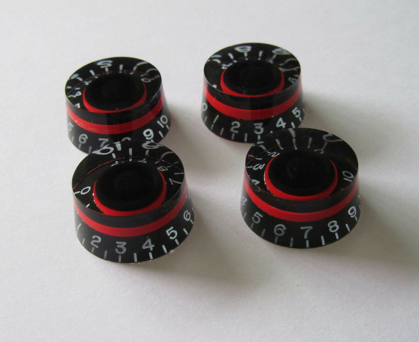 4x LP Custom Control Knobs Speed Dial Knobs Black w/ Red fits Les Paul