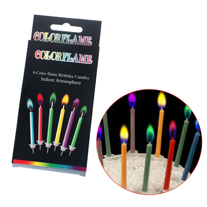 6Pcs/set Birthday Party Supplies Cake Candles Colorful Flame Multicolor C.l8