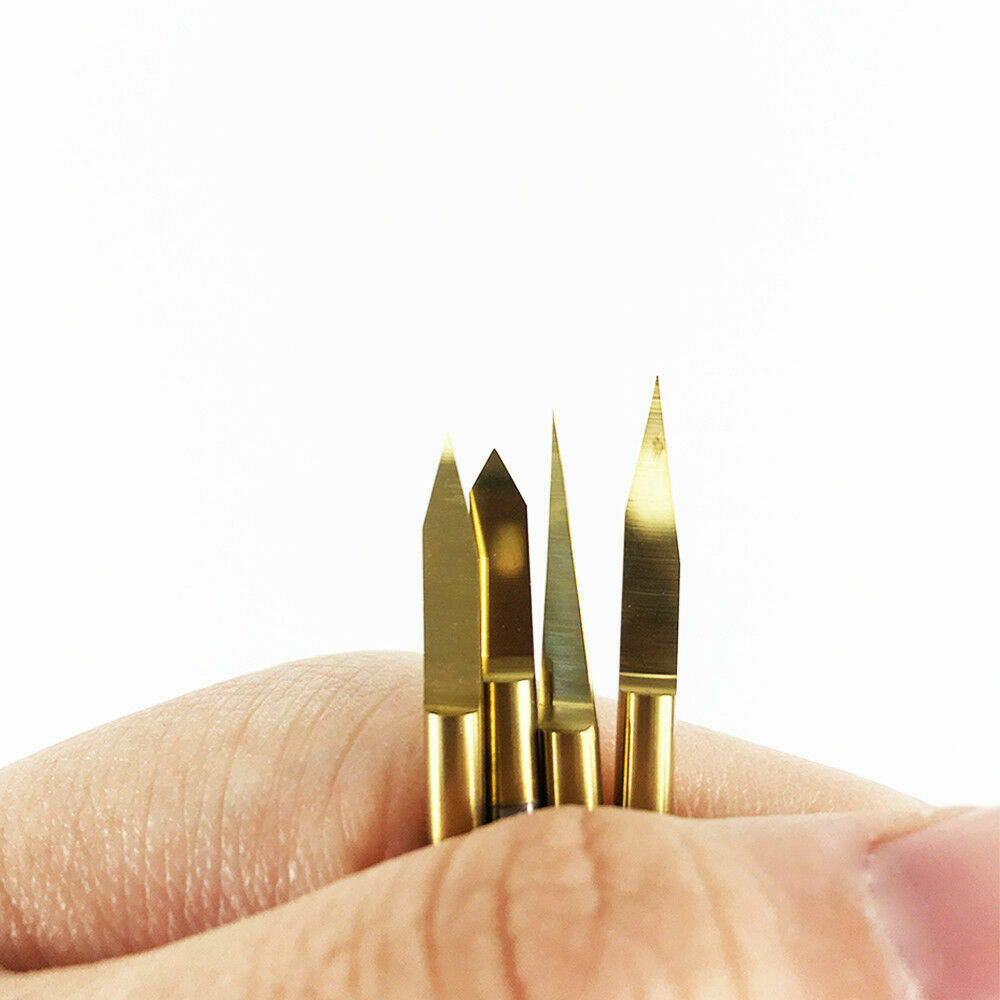 10pcs Titanium Coated Carbide PCB Engraving CNC Bit Router Tool 90 Degree 0.1mm