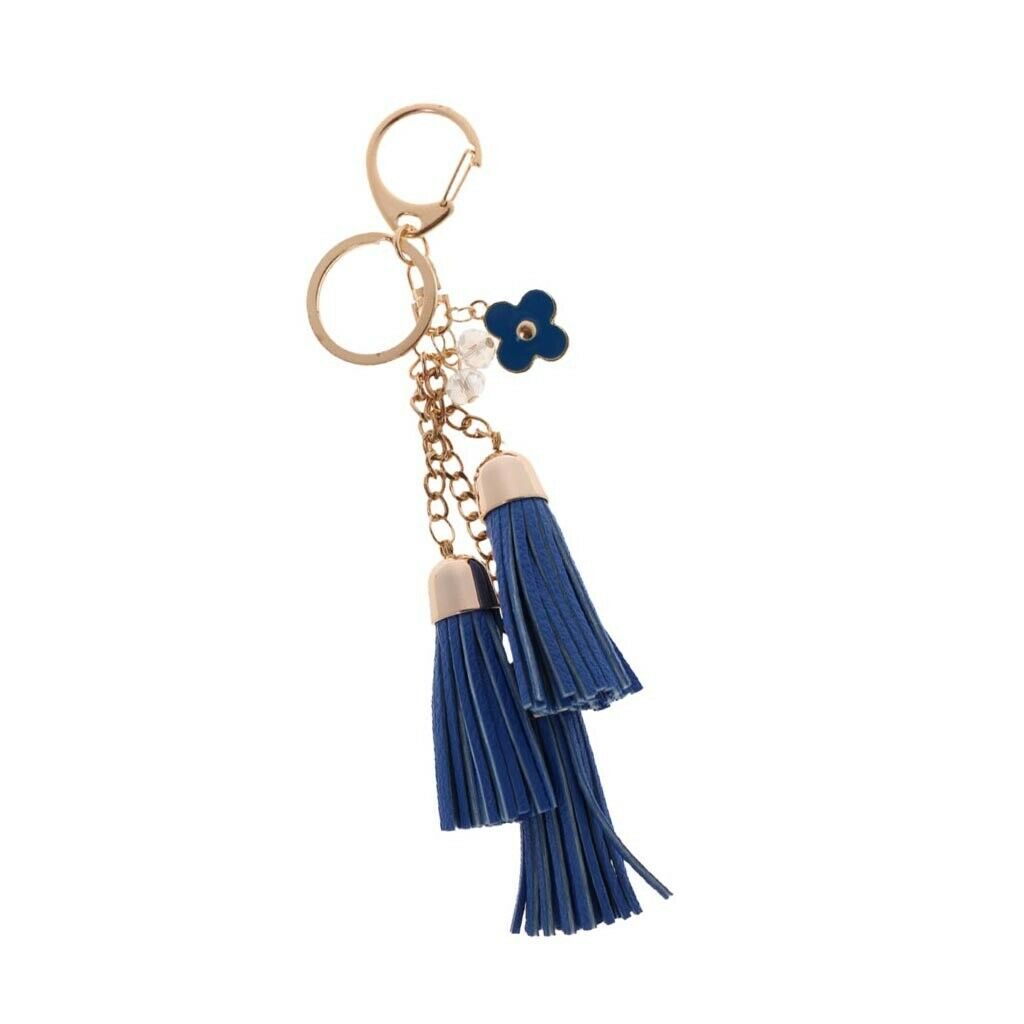 Charm Casual Faux Leather Tassel Keychain Bag Pendant Purse Decor Royal Blue
