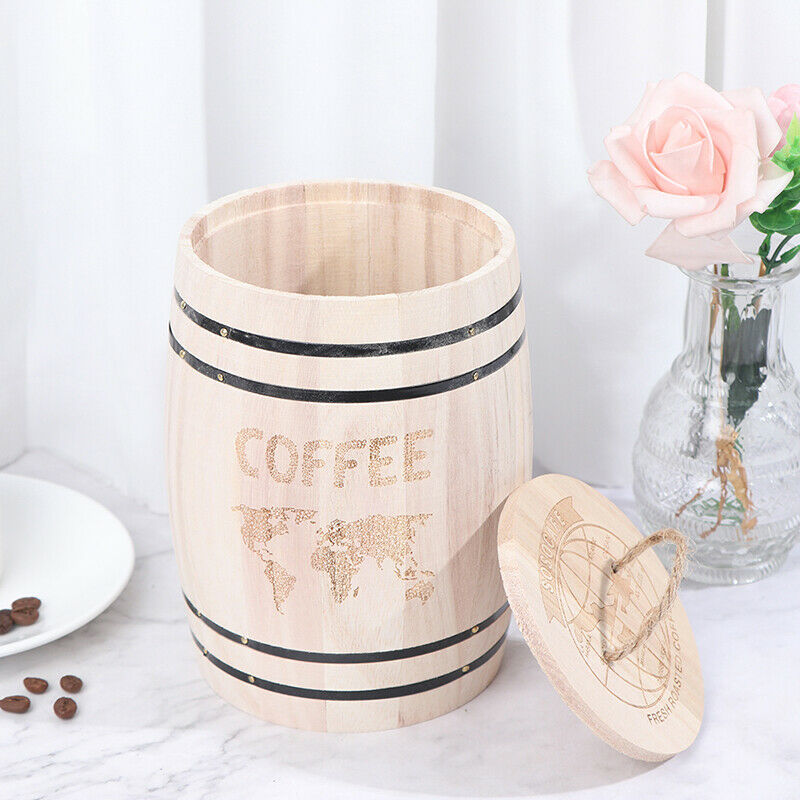 Natural Wooden Coffee Bean Container Food Storage Bottles Coffee Beans Barre DF