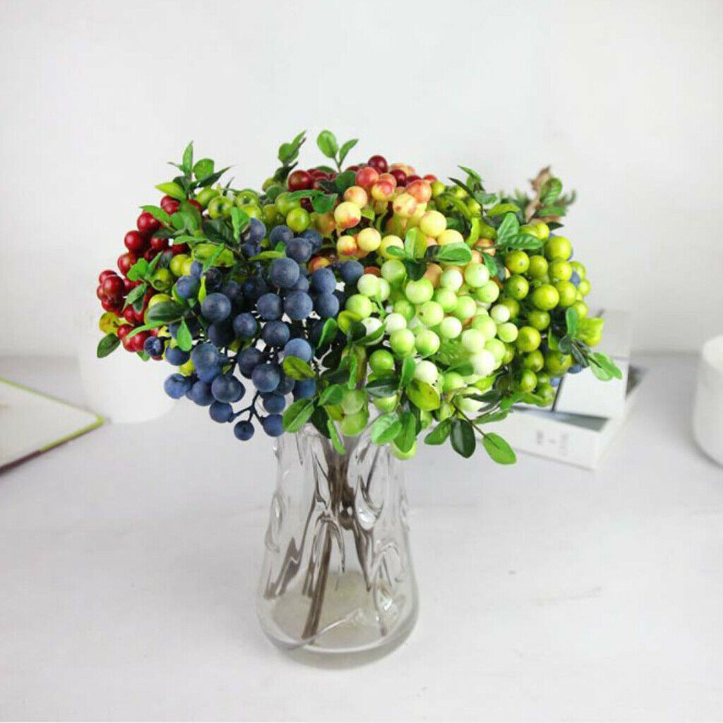 Artificial Plastic Plants Fruit Berries Branch Wedding Floral Decoration - Red