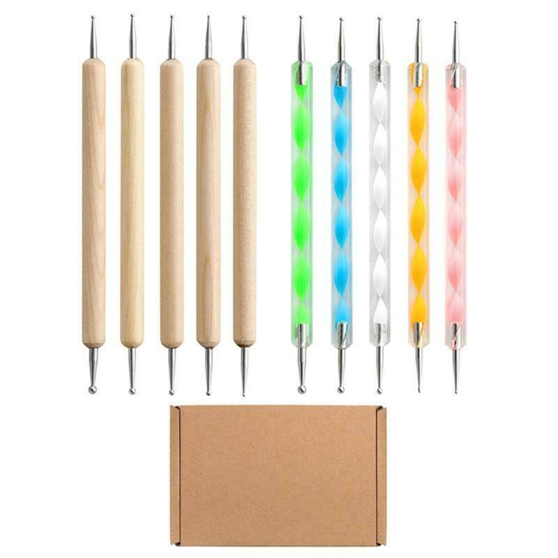10 Sets Clay Brushes Emossing Pens Graffiti Wooden Dotting Pen