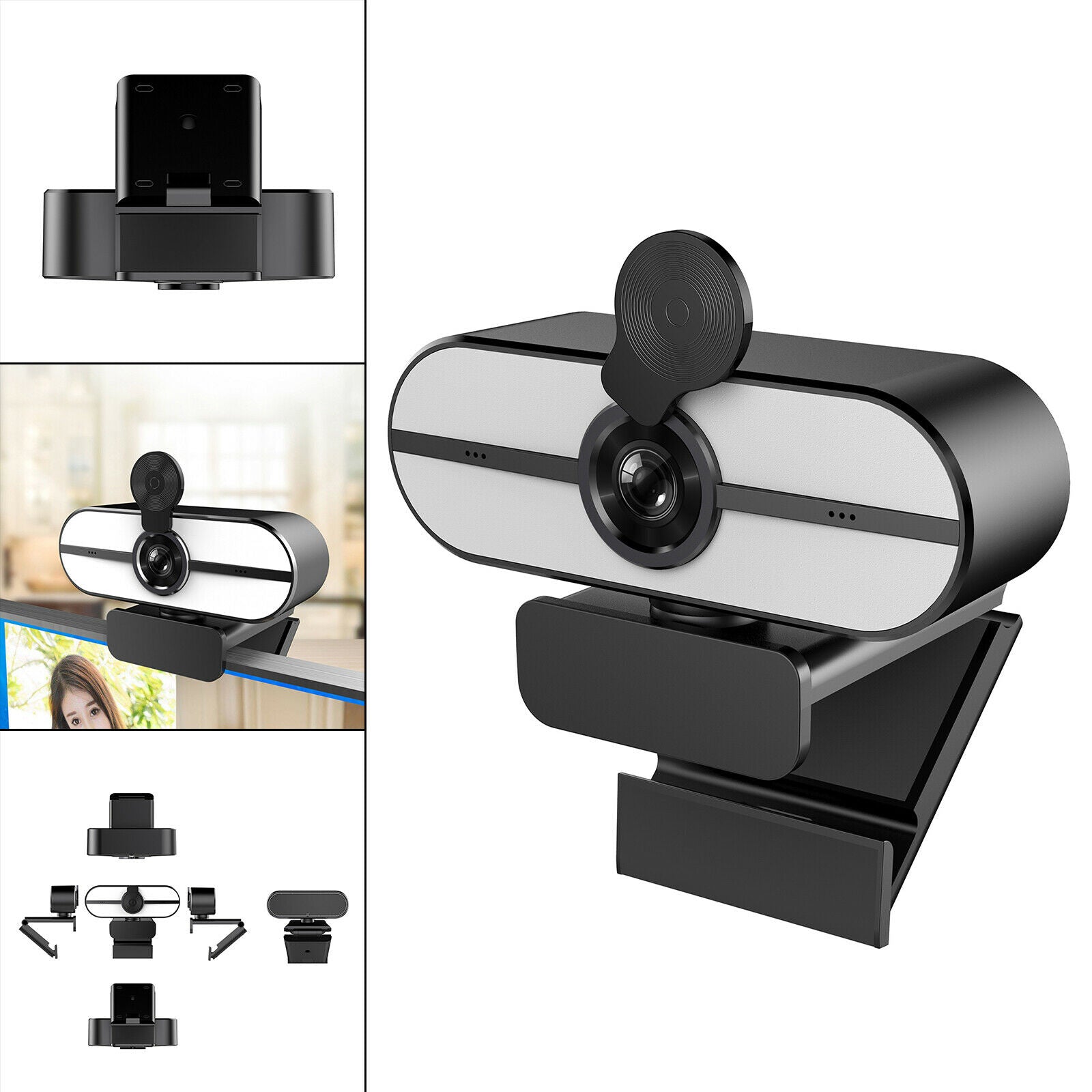 2K Webcam USB Web Camera for Streaming with Privacy Cover 95 Degree View