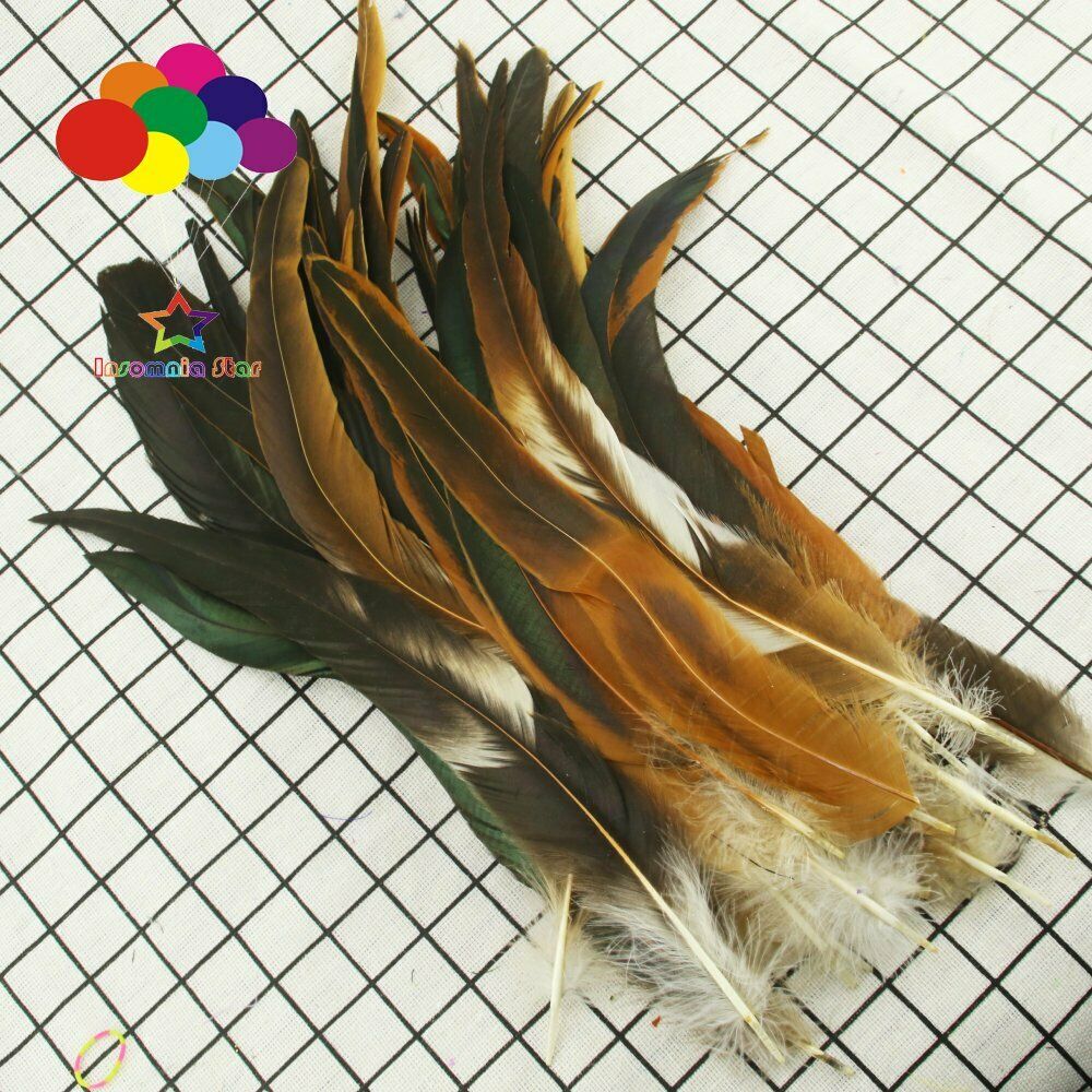 Natural 100 Pcs 12-14 Inch/ 30-35 cm Cock Chicken Tail Feathers DIY Crafts