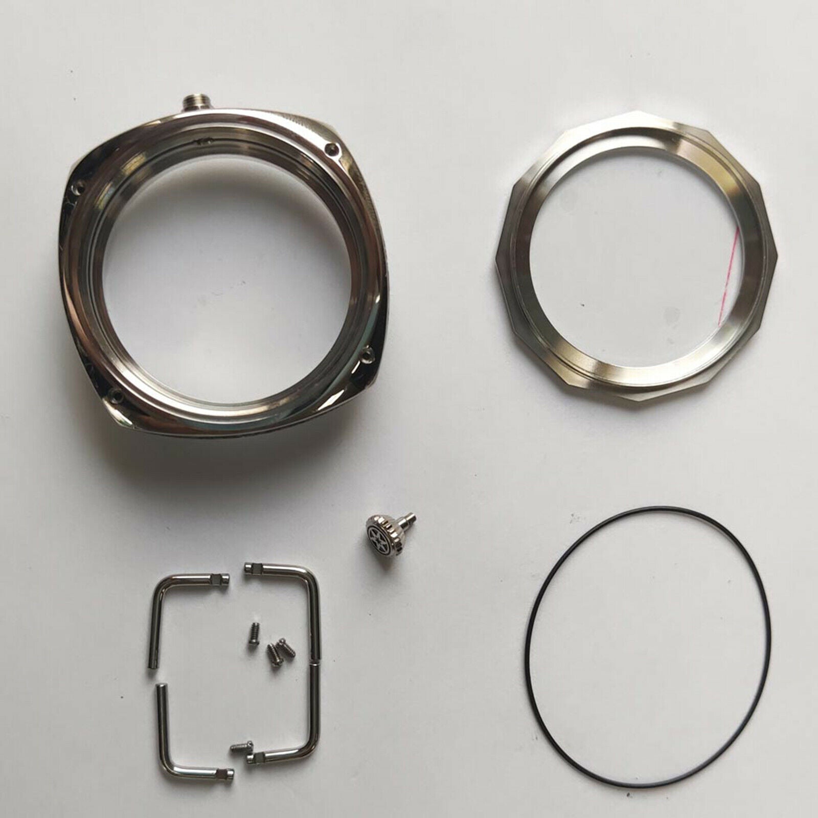 For ETA 6497/6498 Watch Movement 45mm Stainless Steel Carving Watch Case Part