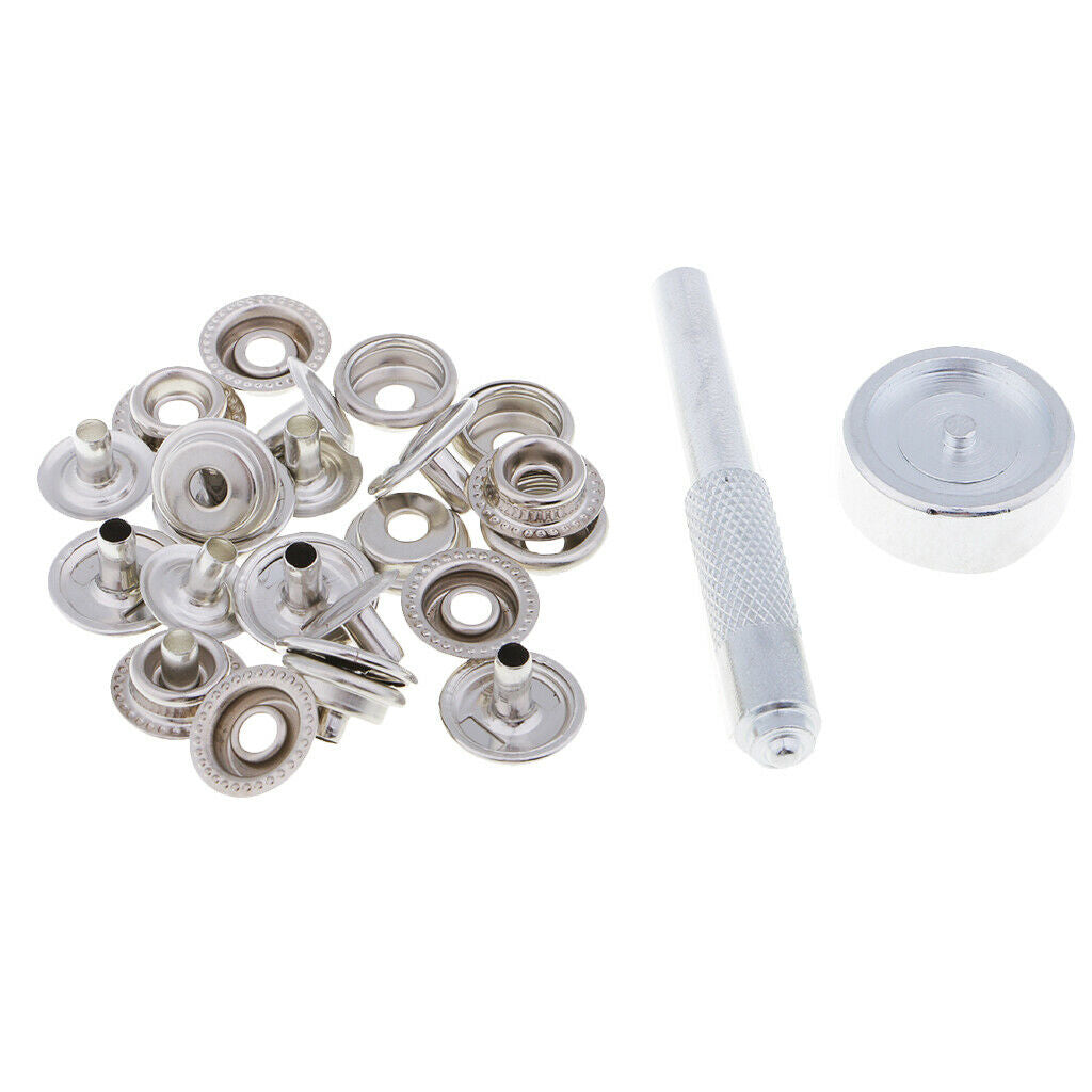 6 Sets of 15mm Snap Fastener Poppers Snap Fastener W / Fixing Tool Sewing