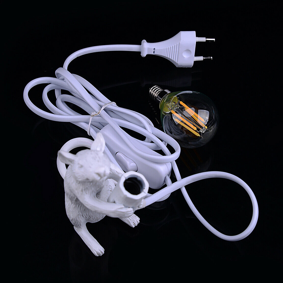 White Cute Standing Mouse Lamp Table Night Light Bedroom Decor Gift as
