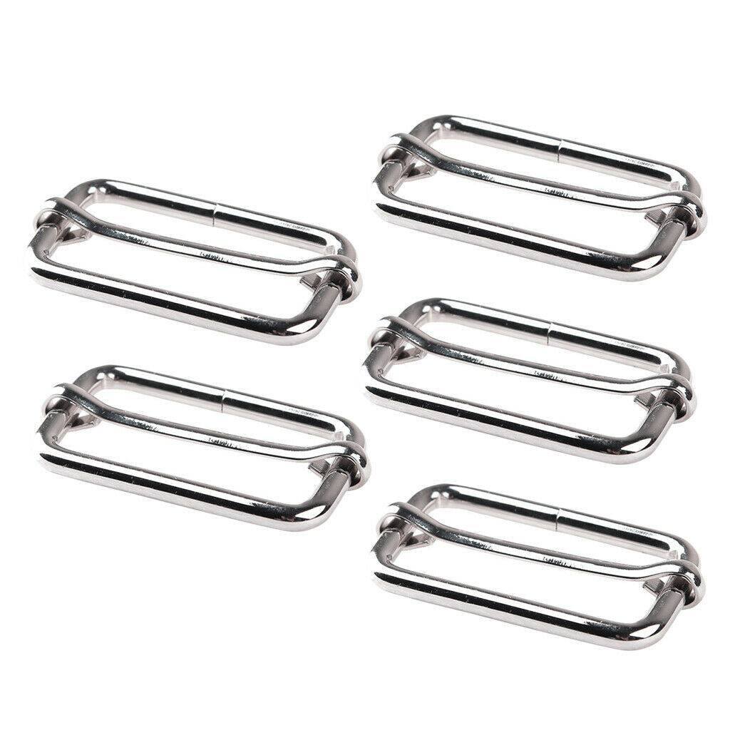 5 Pcs Assorted Multi-Purpose Sliver Metal Slide Buckle for Hardware Belt Bags