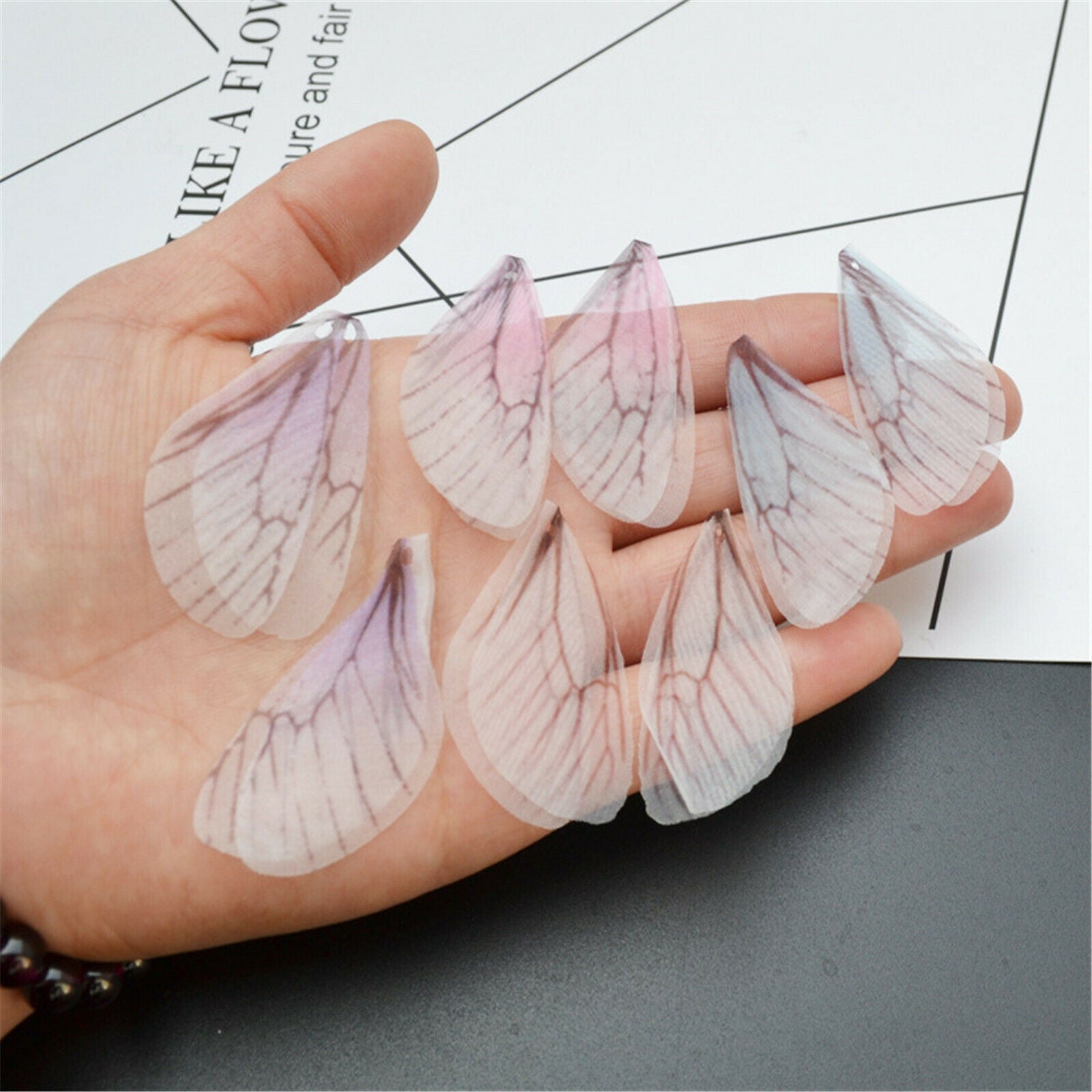 4 Pairs Gauze Cicada Wing Butterfly Wing Charms Pendant Jewelry DIY Findings