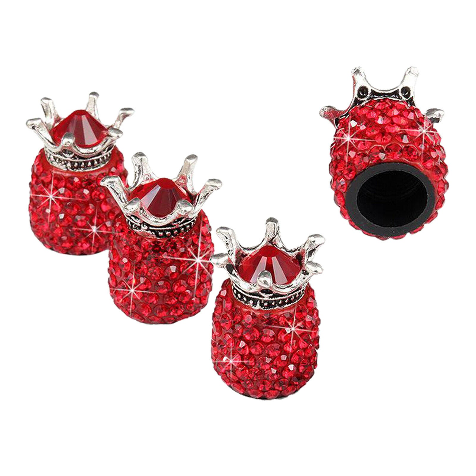 4 Pack Tire Air Valve Caps Dustproof Covers for Cars SUVs Truck Bike Red