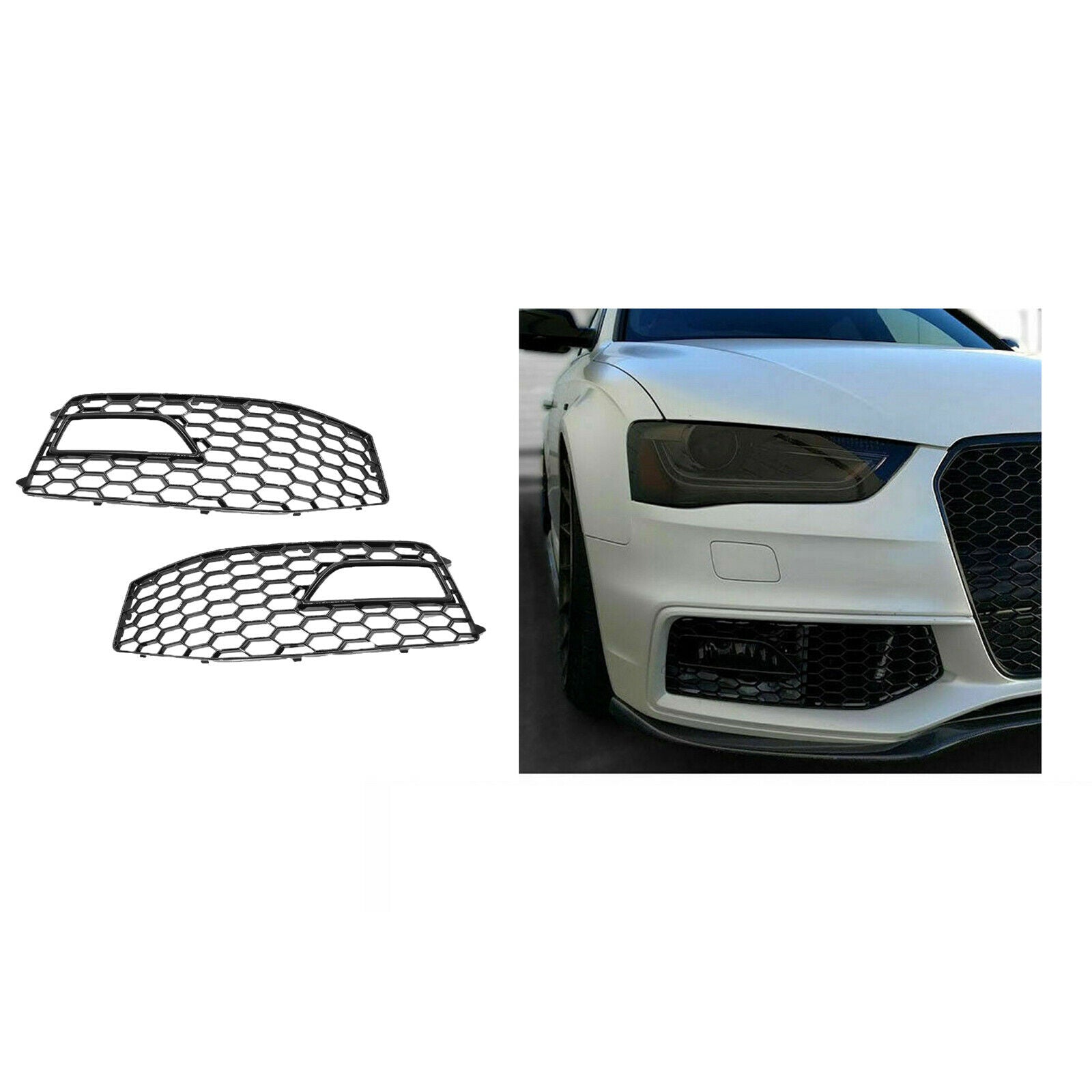 1 Pair Fog Light Grilles Fog Lamp Frame For RS4 Style S-Line 2013-2016