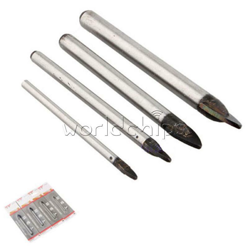 4PCS Marble 4/6/8/10mm Glass Spear Head Cretive Drill Bits Ceramic Tile Set