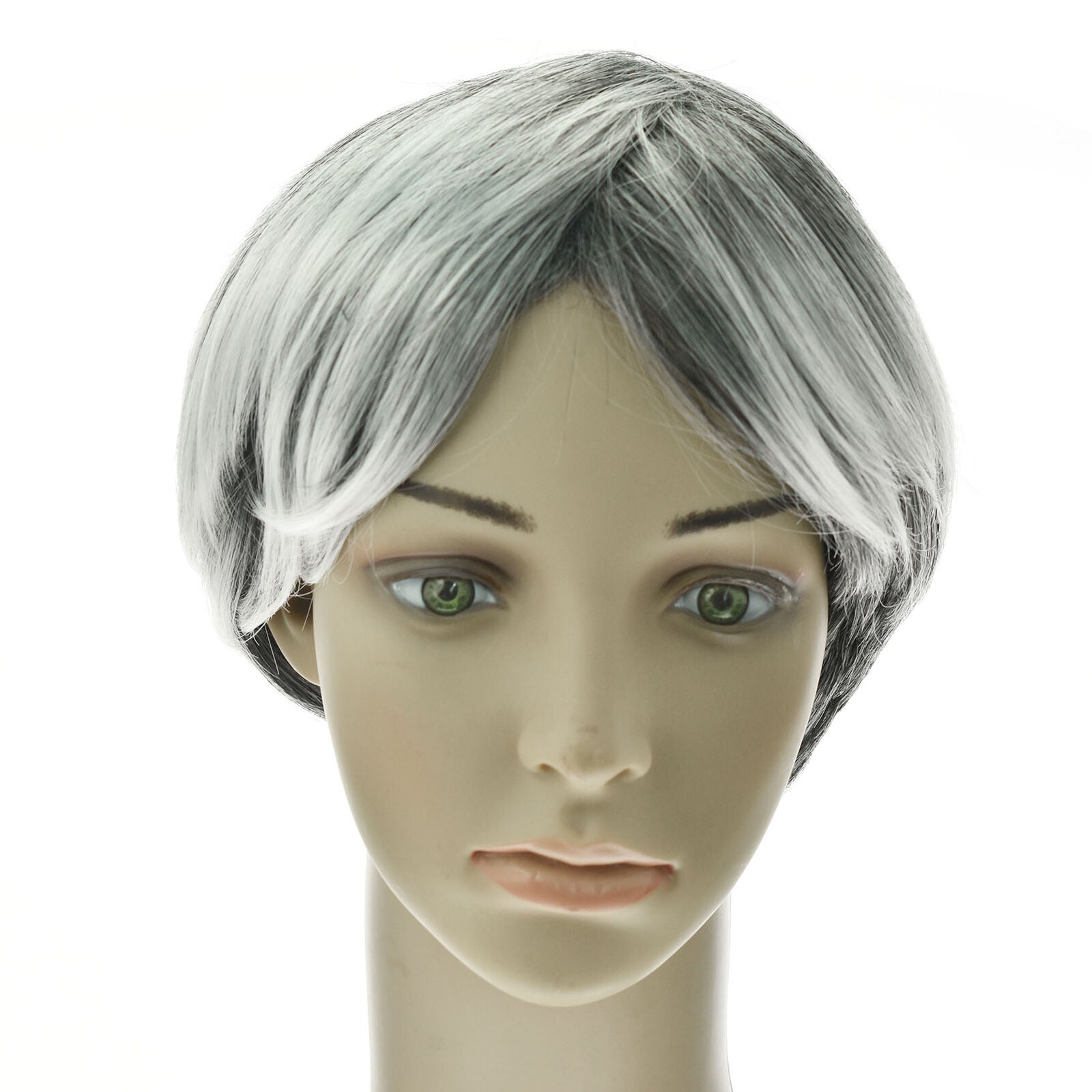 Ladies Wig Natural Short Light Gray Straight Hair Curly Fashion Wig For Human