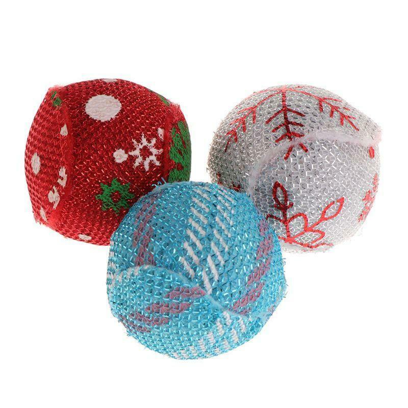 5pcs Cat Toys Christmas Ball Catnip Pets Kitten Teaser Interactive Funny Supply