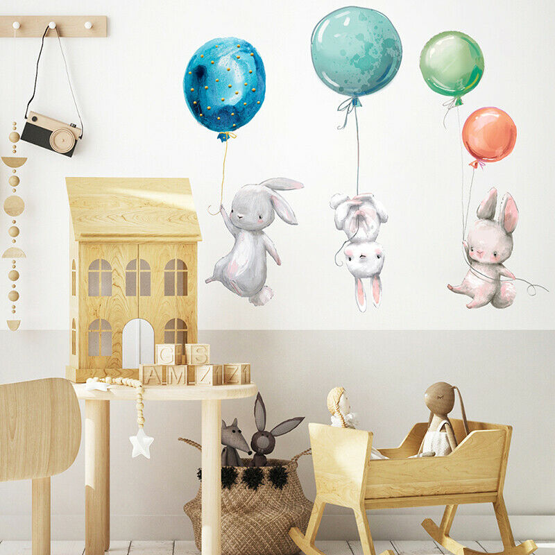 Colorful Balloon Rabbits Bedroom Wall Stickers For Kids Room children Nurser SJ