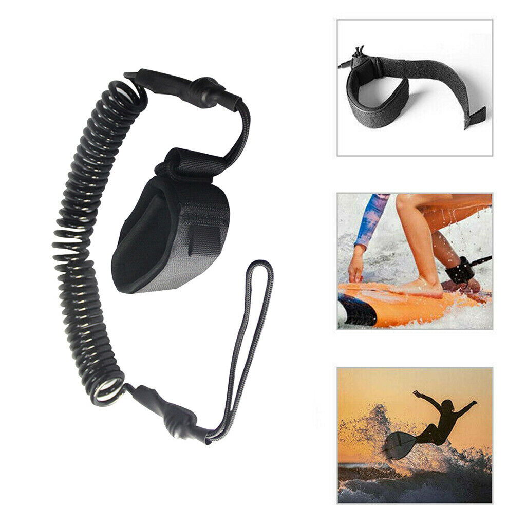Premium Surfboard Coiled Leash SUPs Leg Rope 10ft Surfboarding Surfing Secure