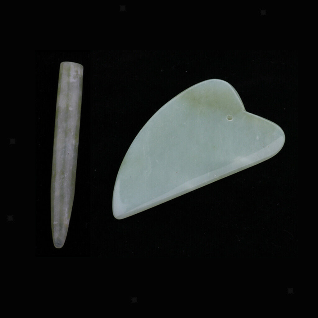2PCS Natural Hsiuyen Jade GuaSha Scraping Massage Tools for SPA Acupuncture