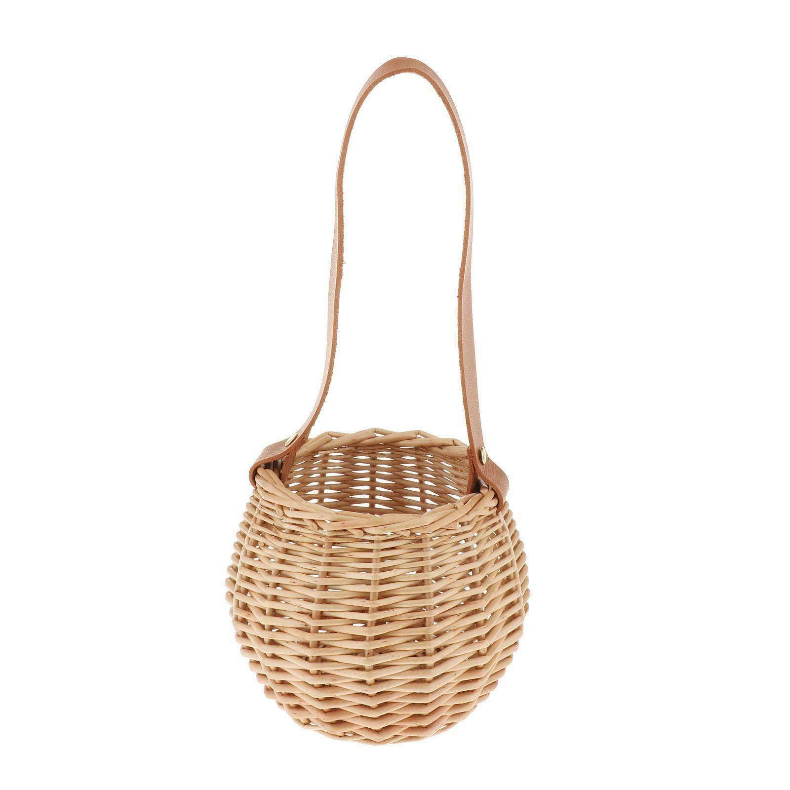 Rustic Woven Storage Basket Picnic Flowers Storage Tray Home Decor