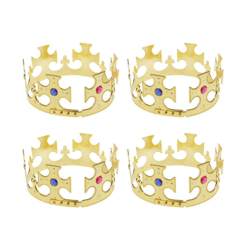 4 Pieces Rhinestone Royal Queen Crown Cross 23in Dress Party Props Favor