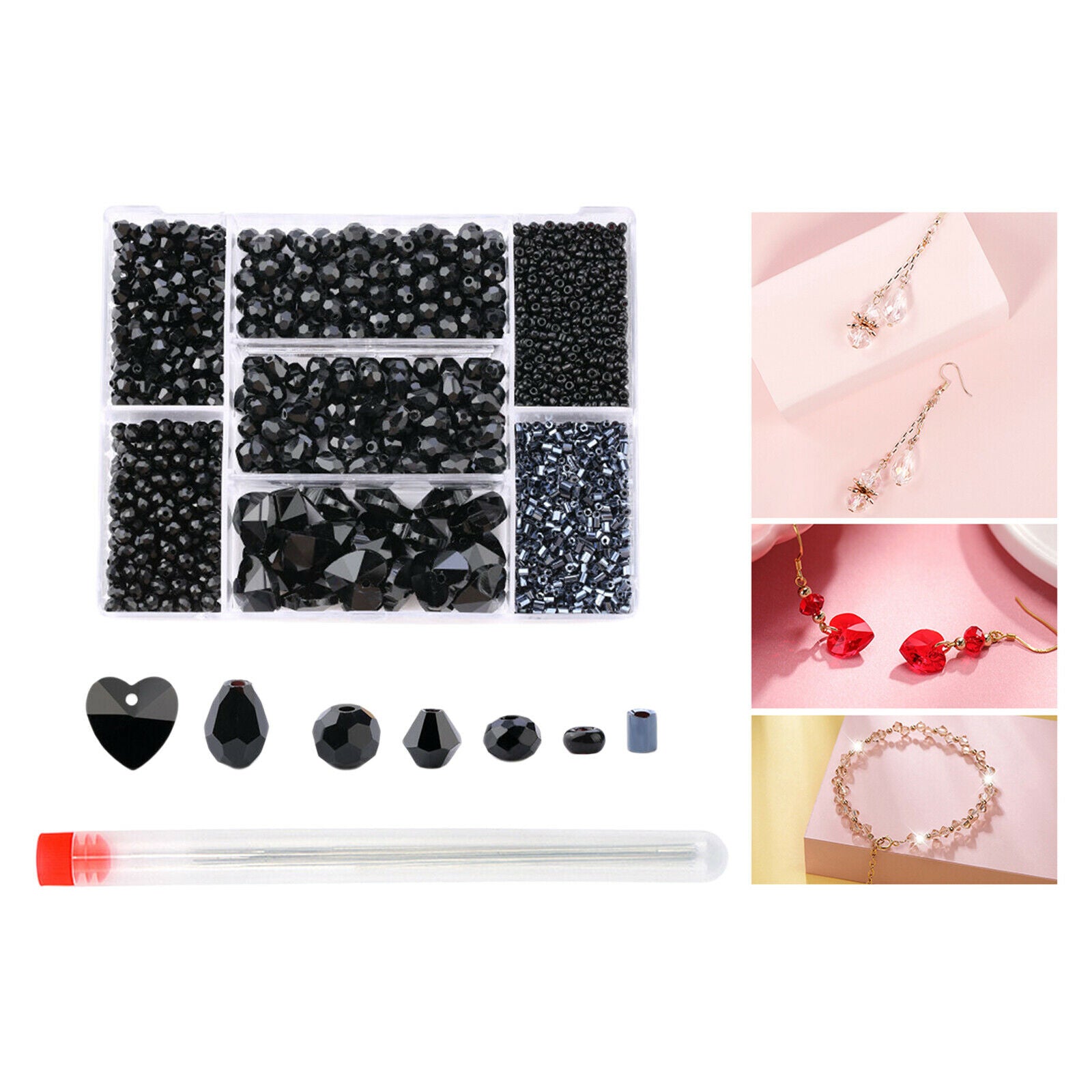 Crystal Spacer Beads Gemstones Jewelry Making Necklace Bracelet Black