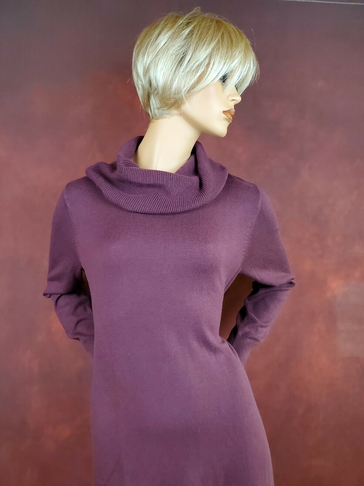 Loft Women's Long Sleeve Soft Knit Sweater Dress L Purple Casual Work Clothes