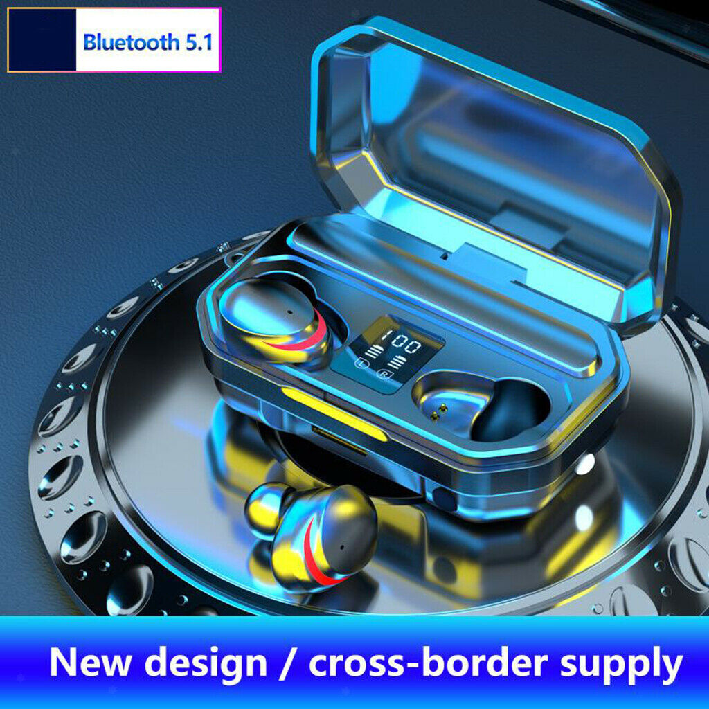 Bluetooth 5.0 Sports Earbuds TWS Wireless Headset Noise Cancelling w/ Flashlight