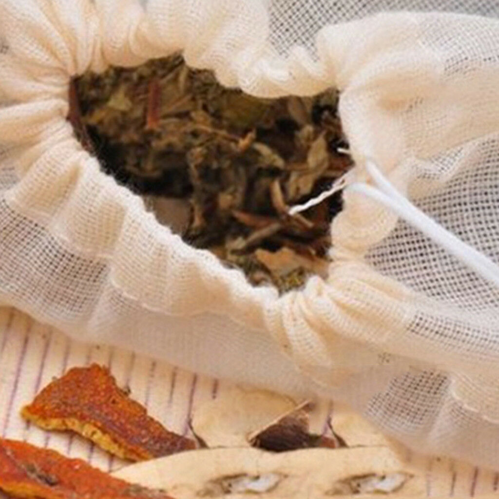 Spice Bag  Unbleached Cotton Self Fill Tea Bags Drawstring 13x16cm