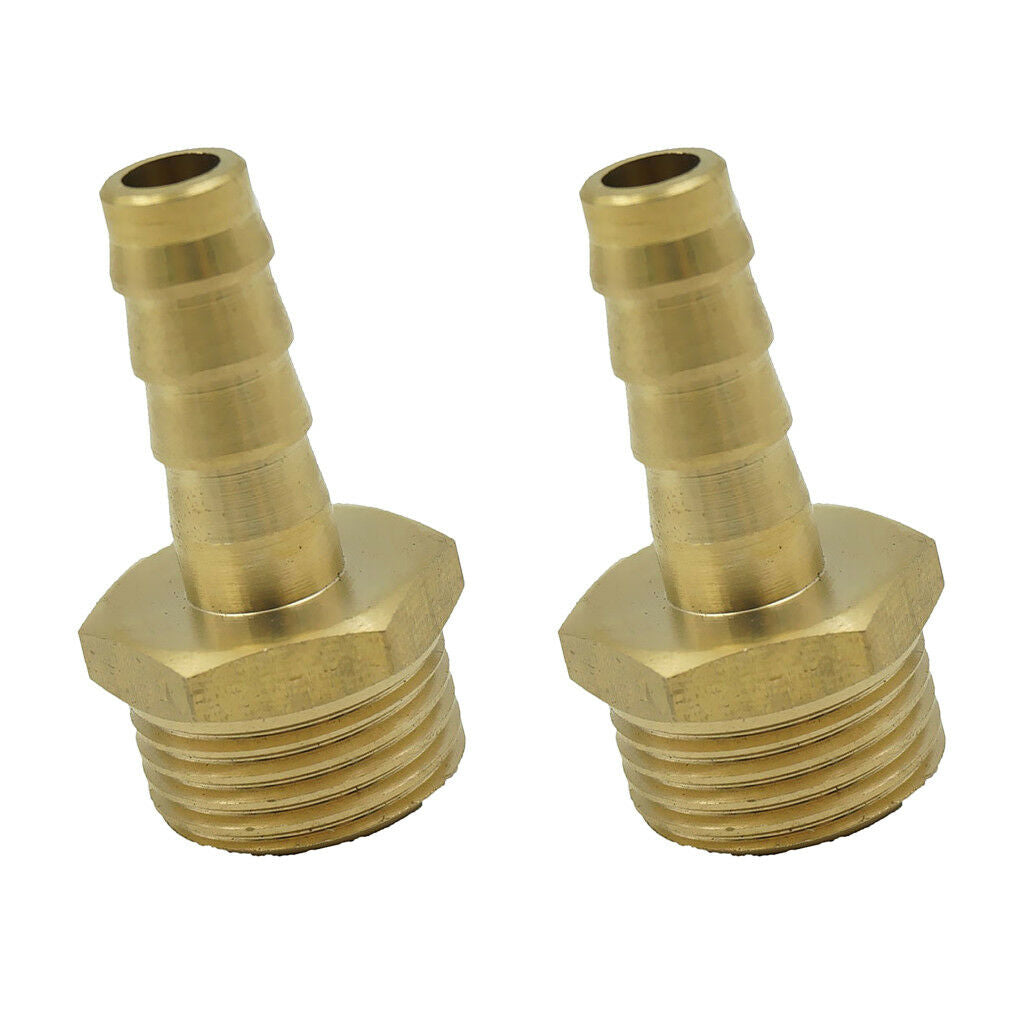 2Pcs 10mm 3/8" Brass Male Barbed Hose Tube Fitting Pipe Coupler Connector